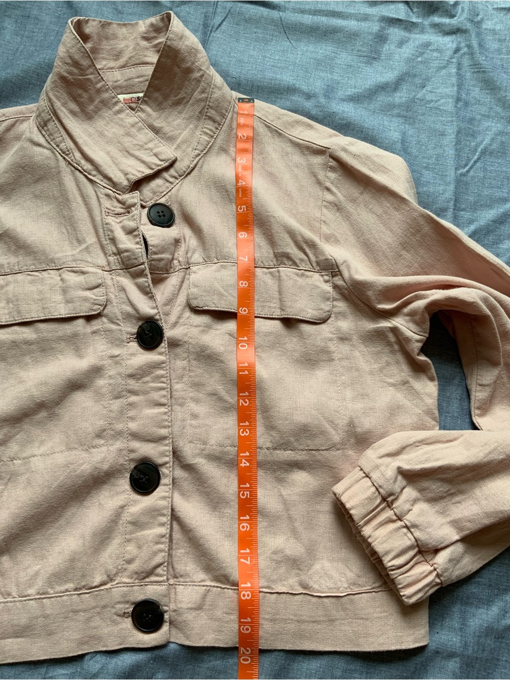 Ci Sono Blush Brown Statement Button Linen Jacket - Picture 6 of 10